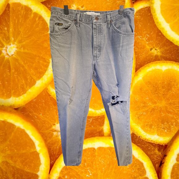 Lee Distressed Black Straight Leg Distressed Jeans Size 34x30 - Picture 2 of 6